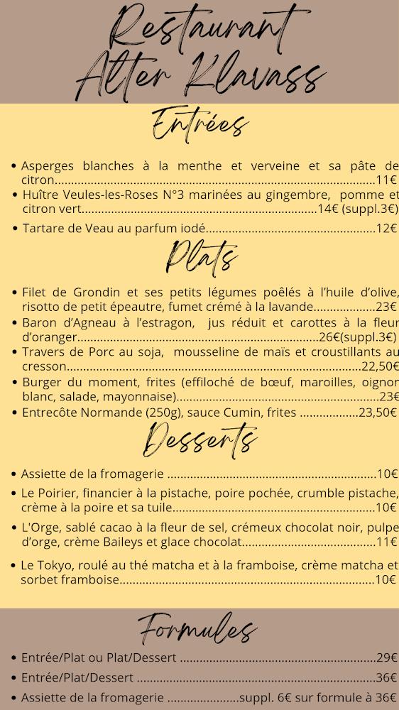 Alter Klavass - Menu Image 1
