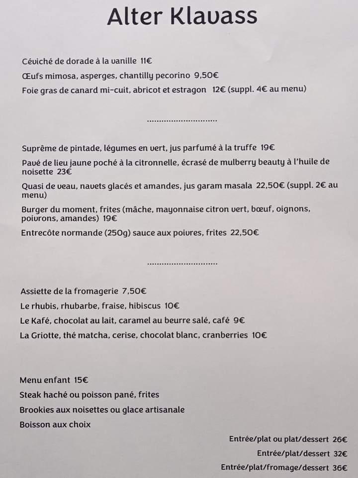 Alter Klavass - Menu Image 2