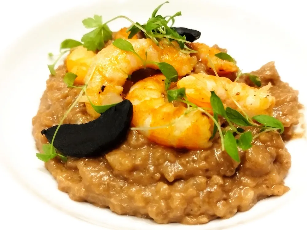 Risotto de Crevettes À l'Ail Noir